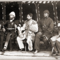 Mohammad Yaqub Khan with British officers, May 1879