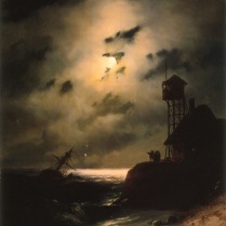 Moonlit Seascape with Shipwreck